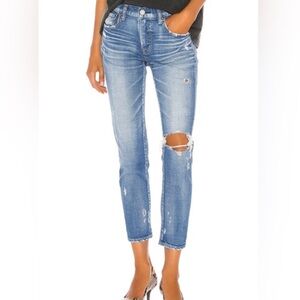Moussy Vintage Distressed Crop Jeans Women's Helendale Skinny Mid Rise size 24
